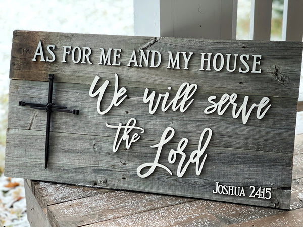 Cartello In Legno MRC 'As For Me And My House', 20x30 Cm, Scritta Religiosa, Con Foro Per Appendere