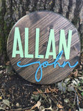 * 18" Wood Circle Sign / Custom Made Name Round Sign / 3D Name / Nursery Name Sign / Wood Decor