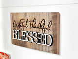 grateful thankful BLESSED Mini Barnwood Magnet made with Authentic Barn Wood 3" x 5"