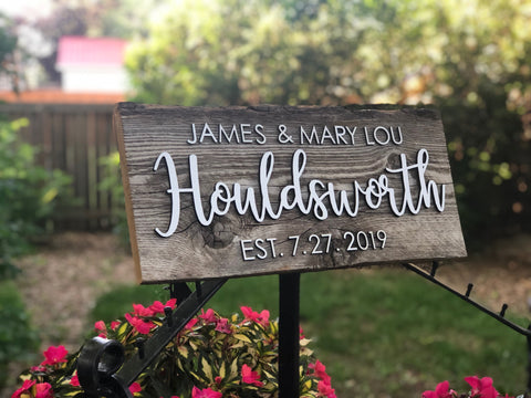CUSTOM family name / couple's name with EST date Authentic Barn wood S ...