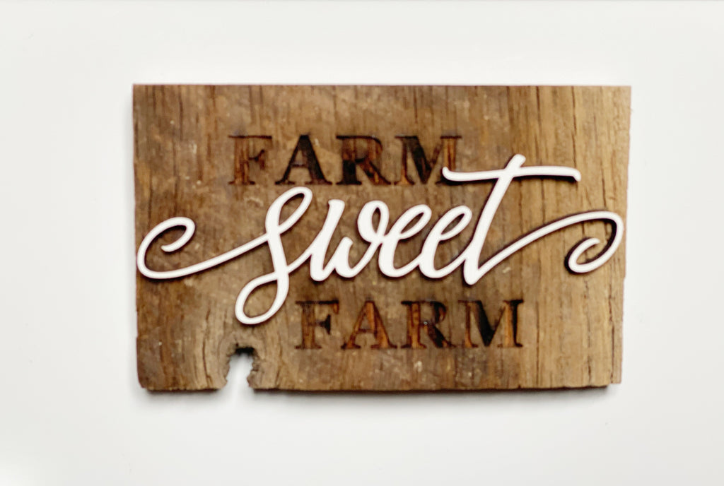 Farm SWEET Farm Mini Barnwood Magnet made with Authentic Barn Wood 3" x 5"