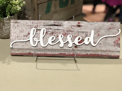 Blessed Authentic Barn Wood Sign 5-6" x 15" with 3D cut letters