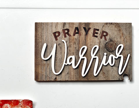 prayer Warrior Mini Barnwood Magnet made with Authentic Barn Wood 3" x 5"