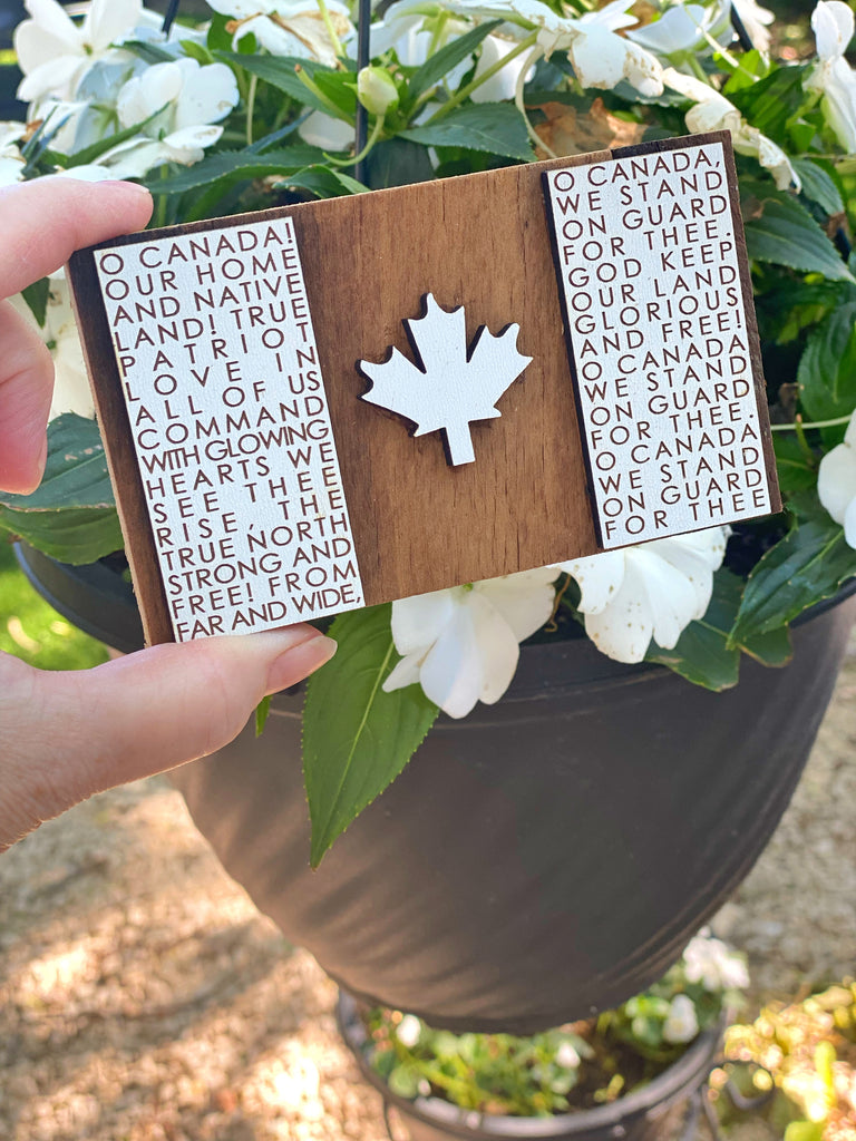 Canadian Flag O Canada Mini Barnwood Magnet made with Authentic Barn Wood 3" x 5"